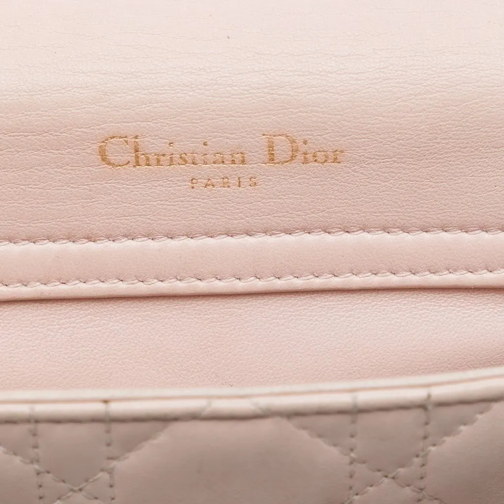 Dior Lambskin Cannage Lady Dior Double Chain Bag Pink Leather Very good - Box View