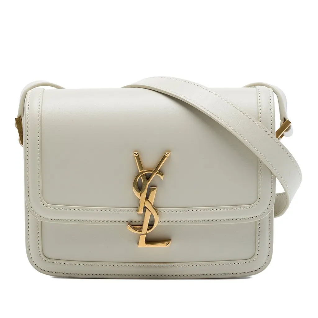 Saint Laurent Small Calfskin Solferino Satchel In Box White Leather Very good - Front View