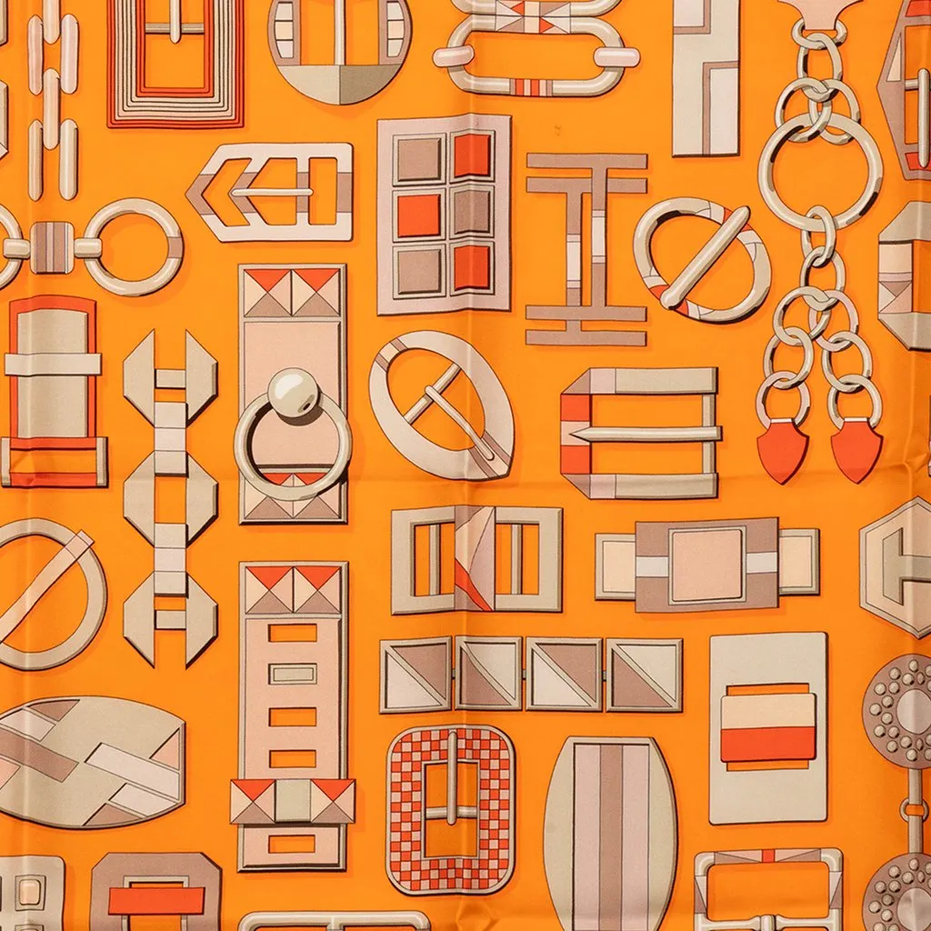 Hermès Carre En Boucles Silk Scarf 90 Orange Silk Very good - Back View