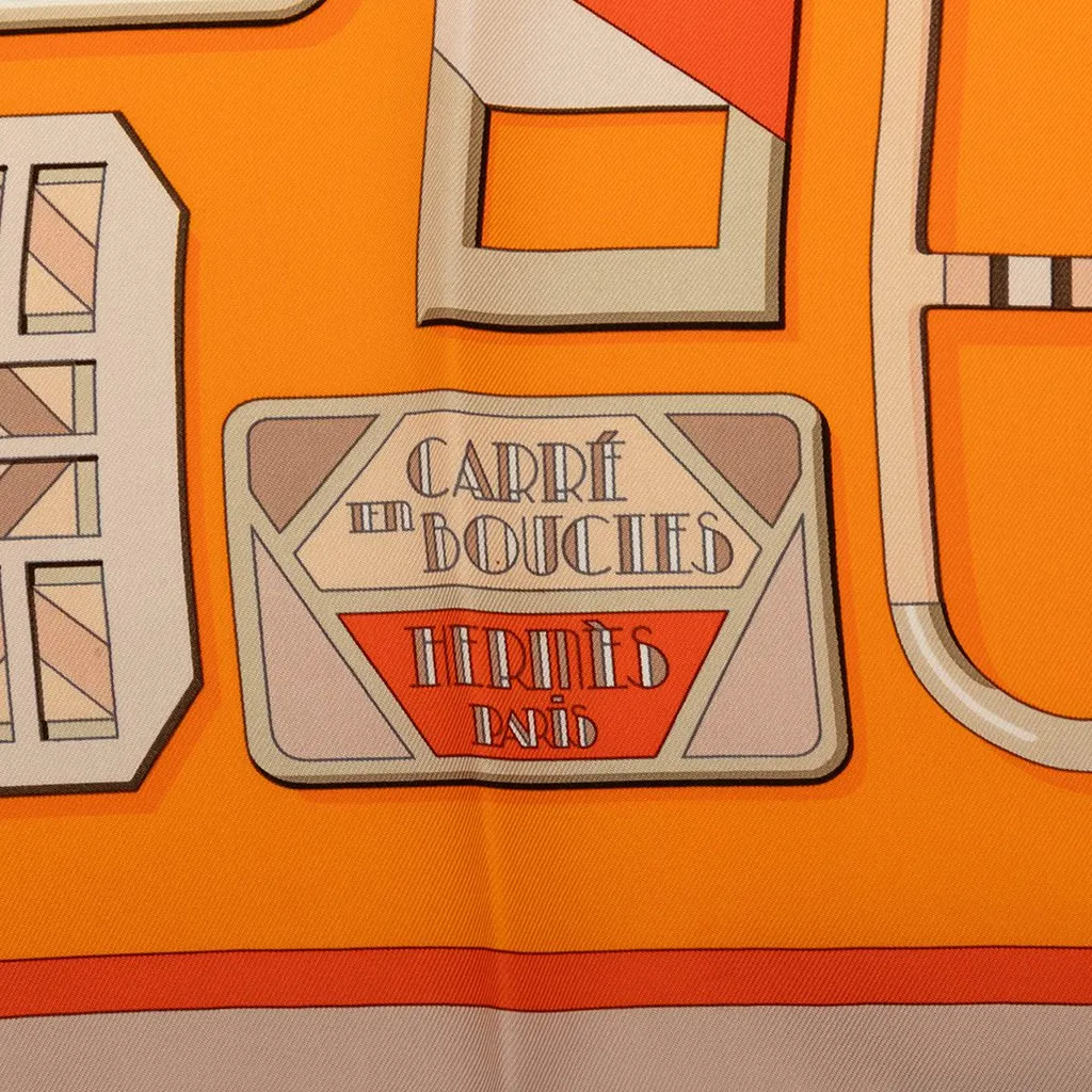 Hermès Carre En Boucles Silk Scarf 90 Orange Silk Very good - Inside View