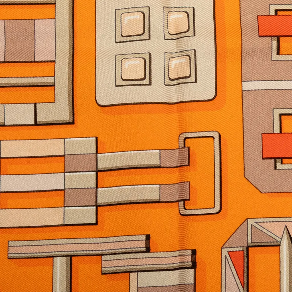 Hermès Carre En Boucles Silk Scarf 90 Orange Silk Very good - Box View