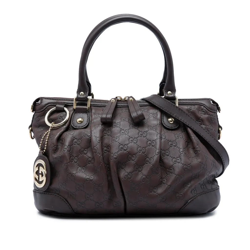 Gucci Guccissima Sukey Satchel Brown Leather Very good - Front View