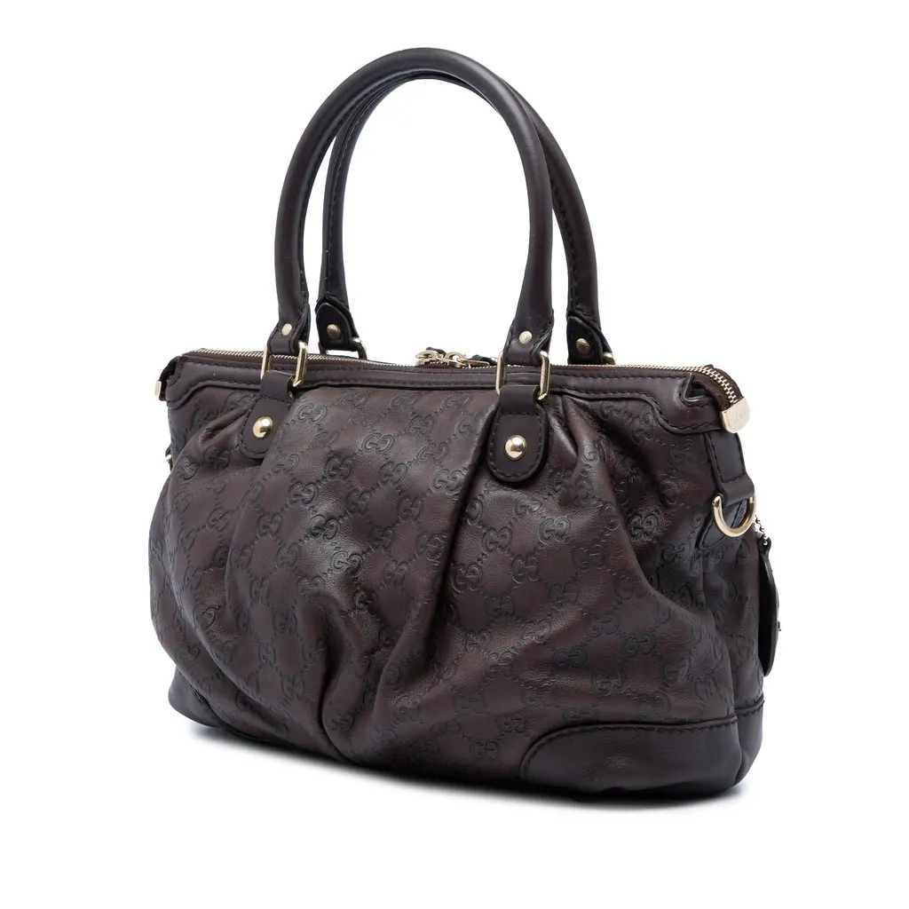 Gucci Guccissima Sukey Satchel Brown Leather Very good - Back View