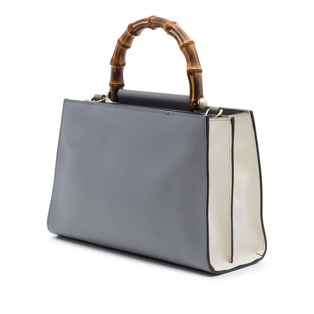 Gucci Small Calfskin Bamboo Web Nymphaea Satchel Grey Leather Very good - Back View