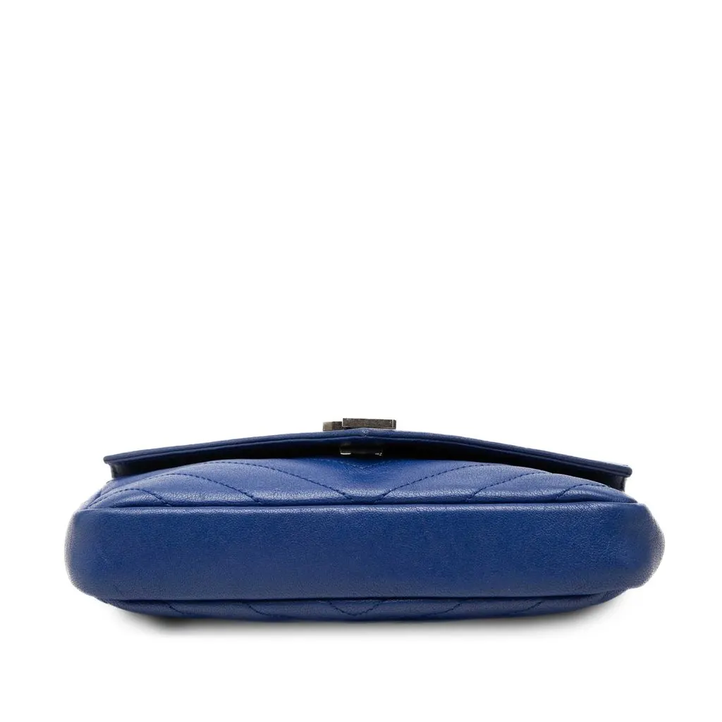 Saint Laurent Baby Chevron Sheepskin Classic Monogram Chain Bag Blue Leather Very good - Inside View