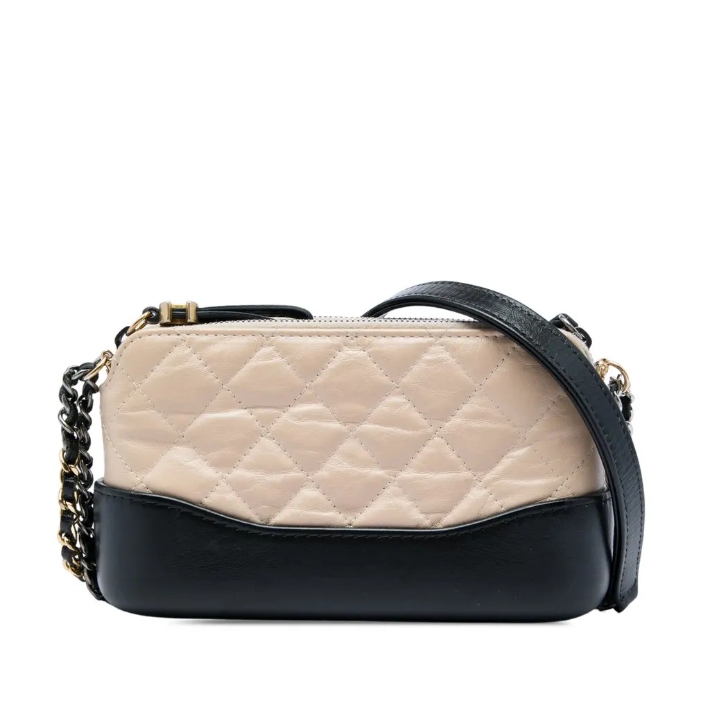 Chanel Bicolor Aged Calfskin Gabrielle Double Zip Clutch with Chain Beige Leather Very good - Front View