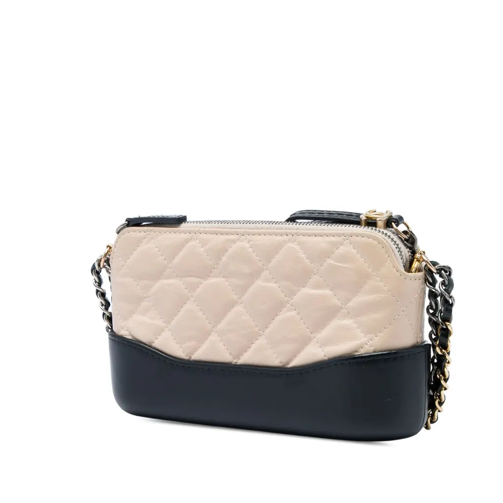 Chanel Bicolor Aged Calfskin Gabrielle Double Zip Clutch with Chain Beige Leather Very good - Back View