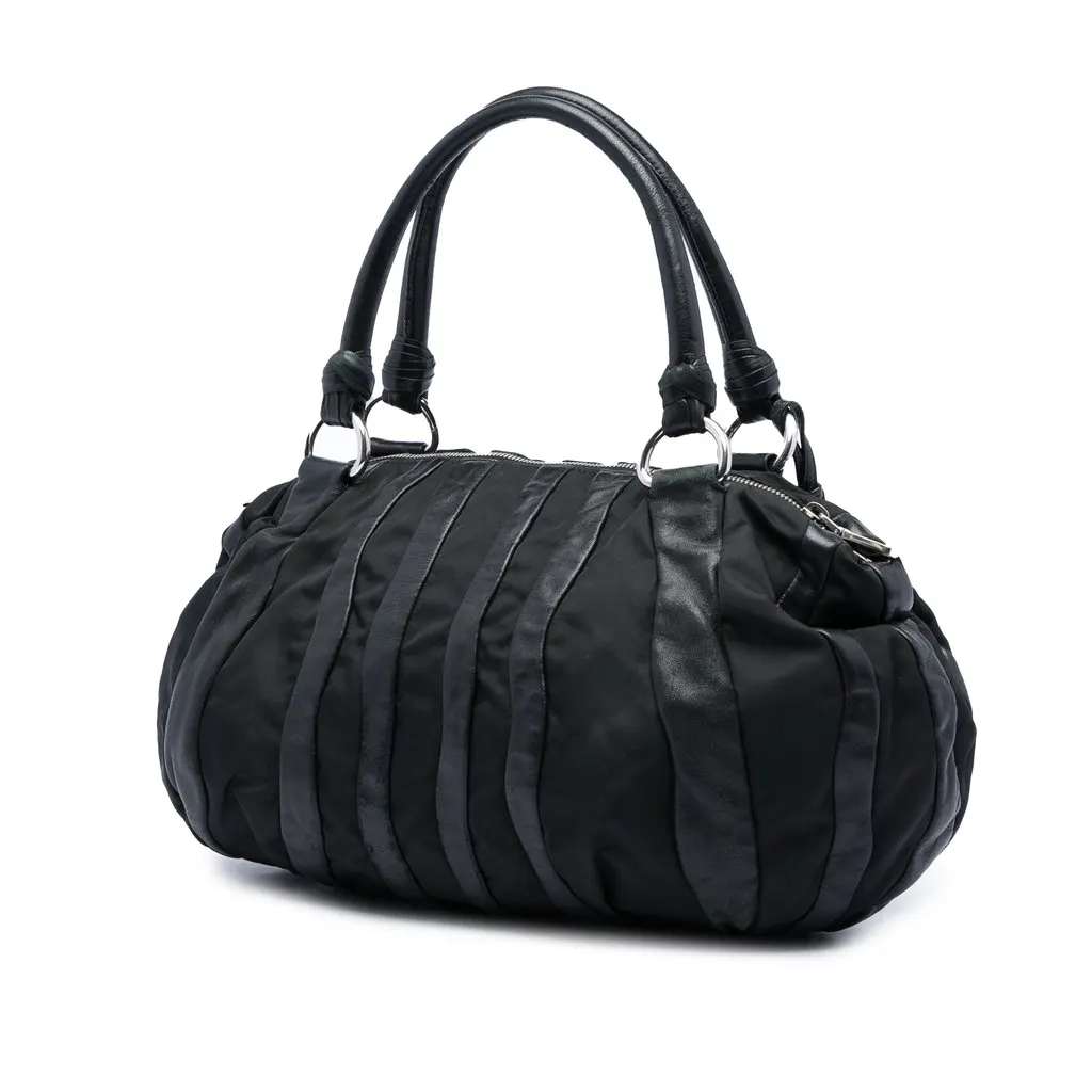 Prada Tessuto Nappa Waves Handbag Black Very good - Back View