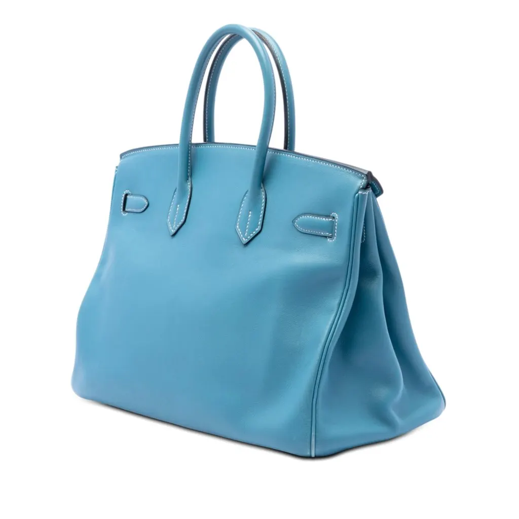 Hermès Swift Birkin Retourne 35 Blue Leather Very good - Back View
