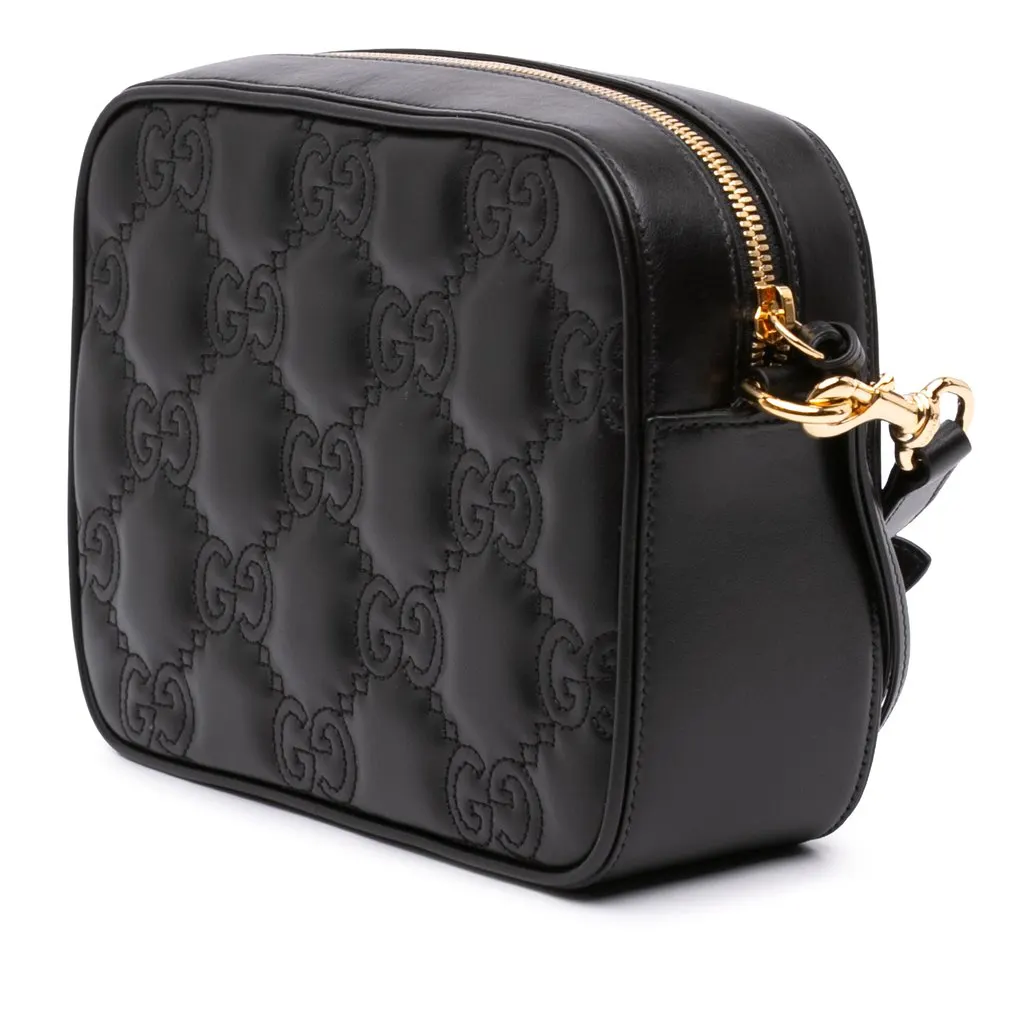 Gucci Small GG Matelasse Calfskin Crossbody Black Leather Very good - Back View