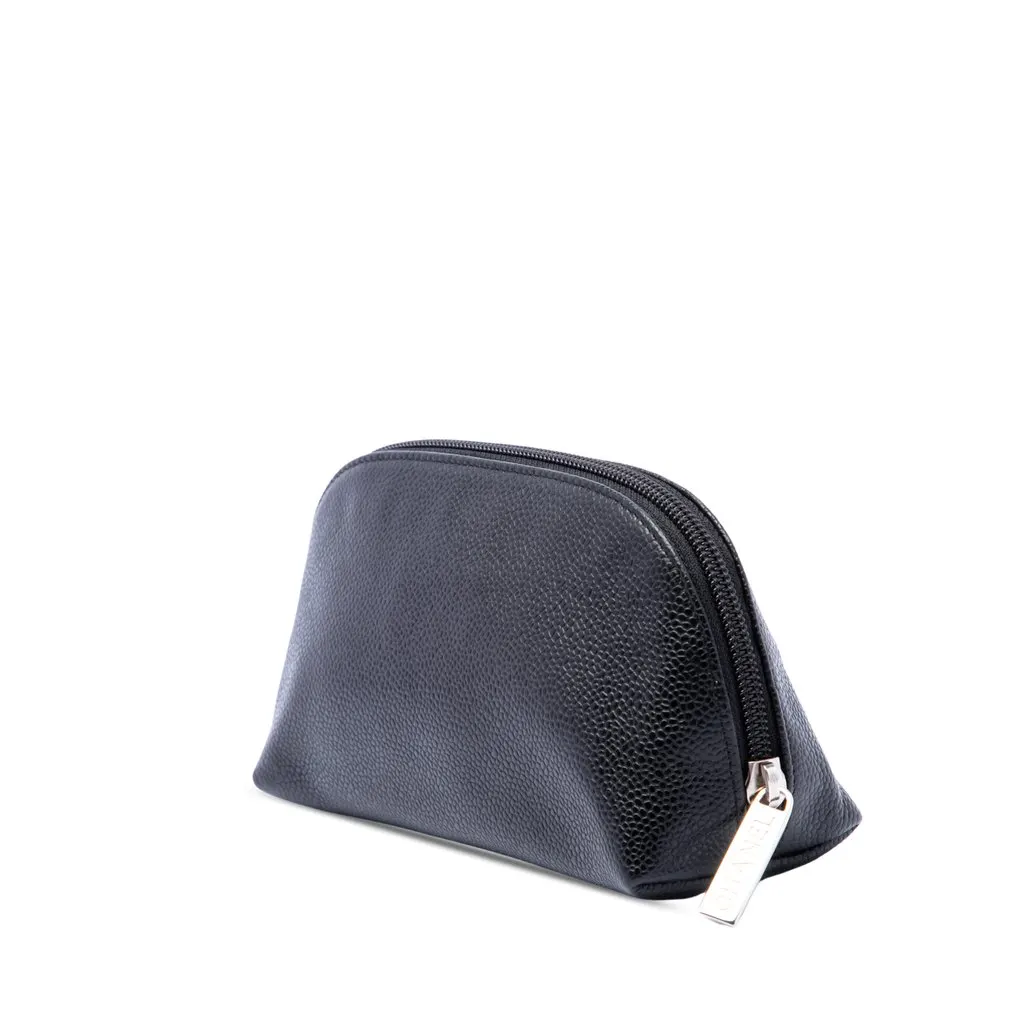Chanel CC Caviar Cosmetic Cosmetic Pouch Black Leather Very good - Back View