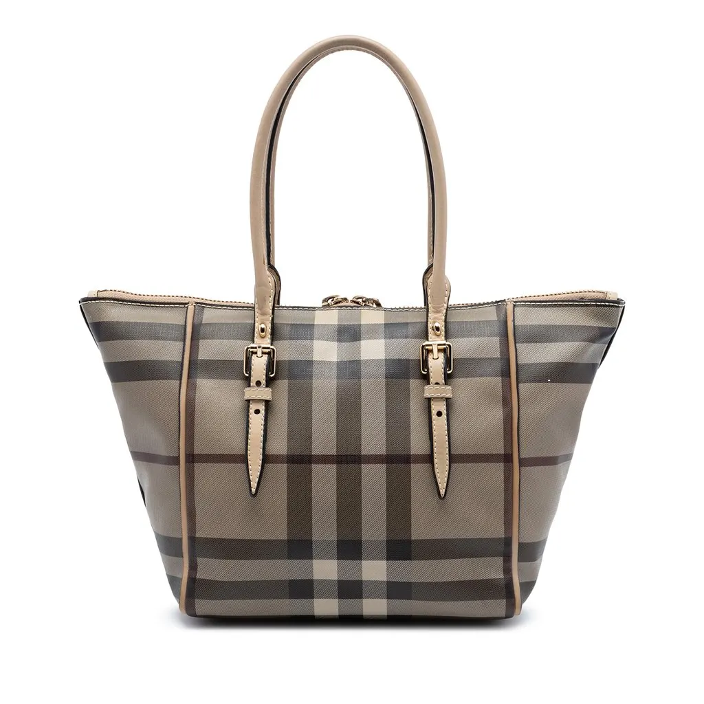 Burberry Small Smoke Check Coated Canvas Salisbury Tote Grey Very good - Front View
