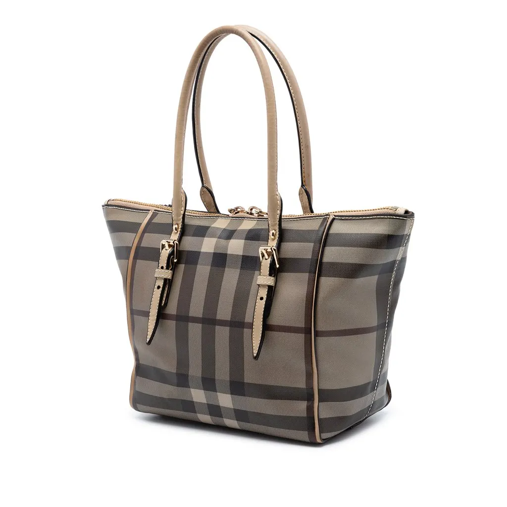 Burberry Small Smoke Check Coated Canvas Salisbury Tote Grey Very good - Back View