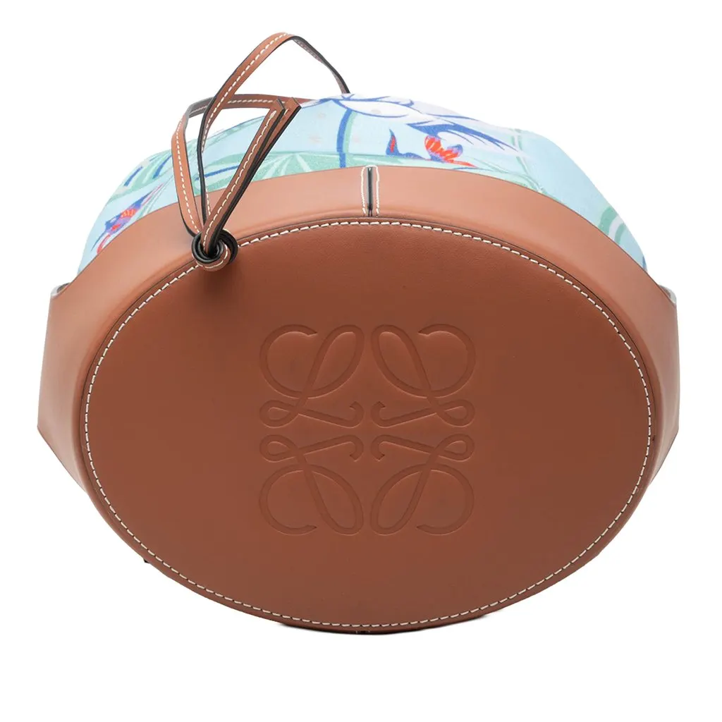 LOEWE Paulas Ibiza Small Canvas Mermaid Print Balloon Drawstring Bucket Bag Blue Very good - Inside View