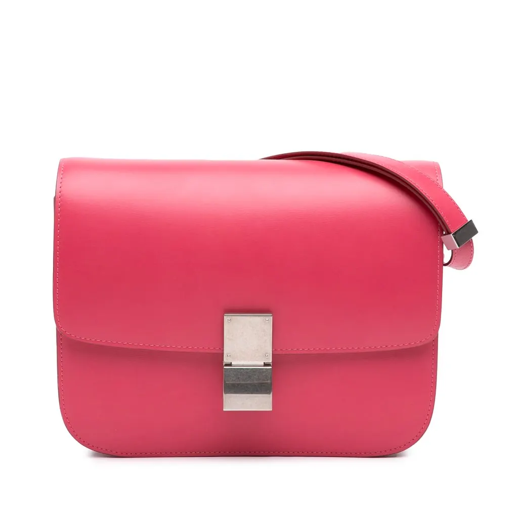 Celine Medium Calfskin Classic Box Pink Leather Very good - Front View
