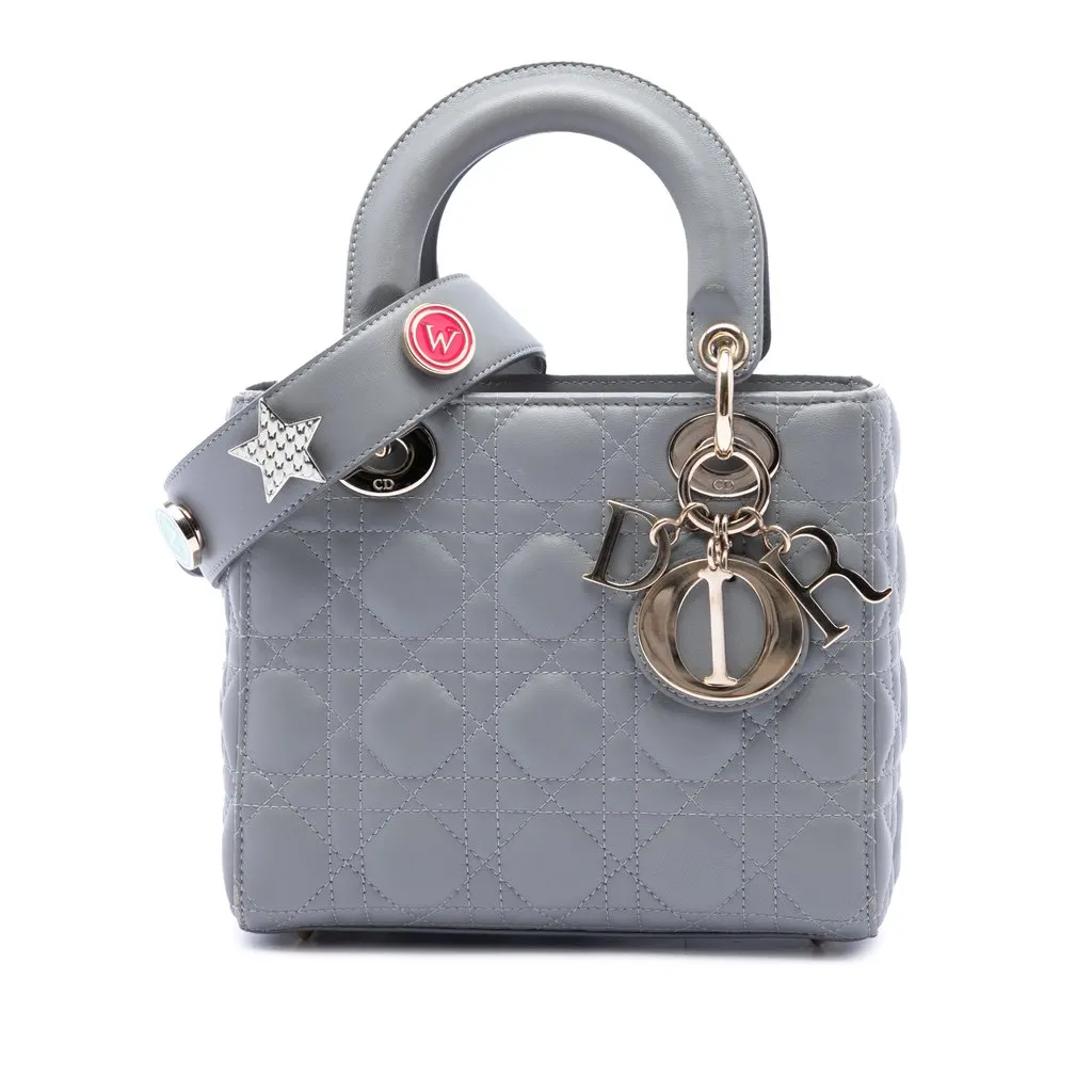 Dior Small Lambskin Cannage My ABCDior Lady Dior Grey Leather Good - Front View