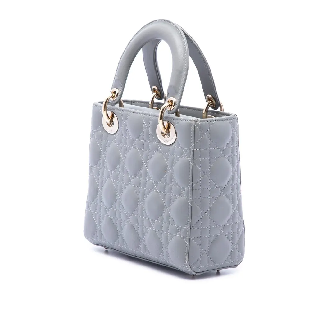 Dior Small Lambskin Cannage My ABCDior Lady Dior Grey Leather Good - Back View