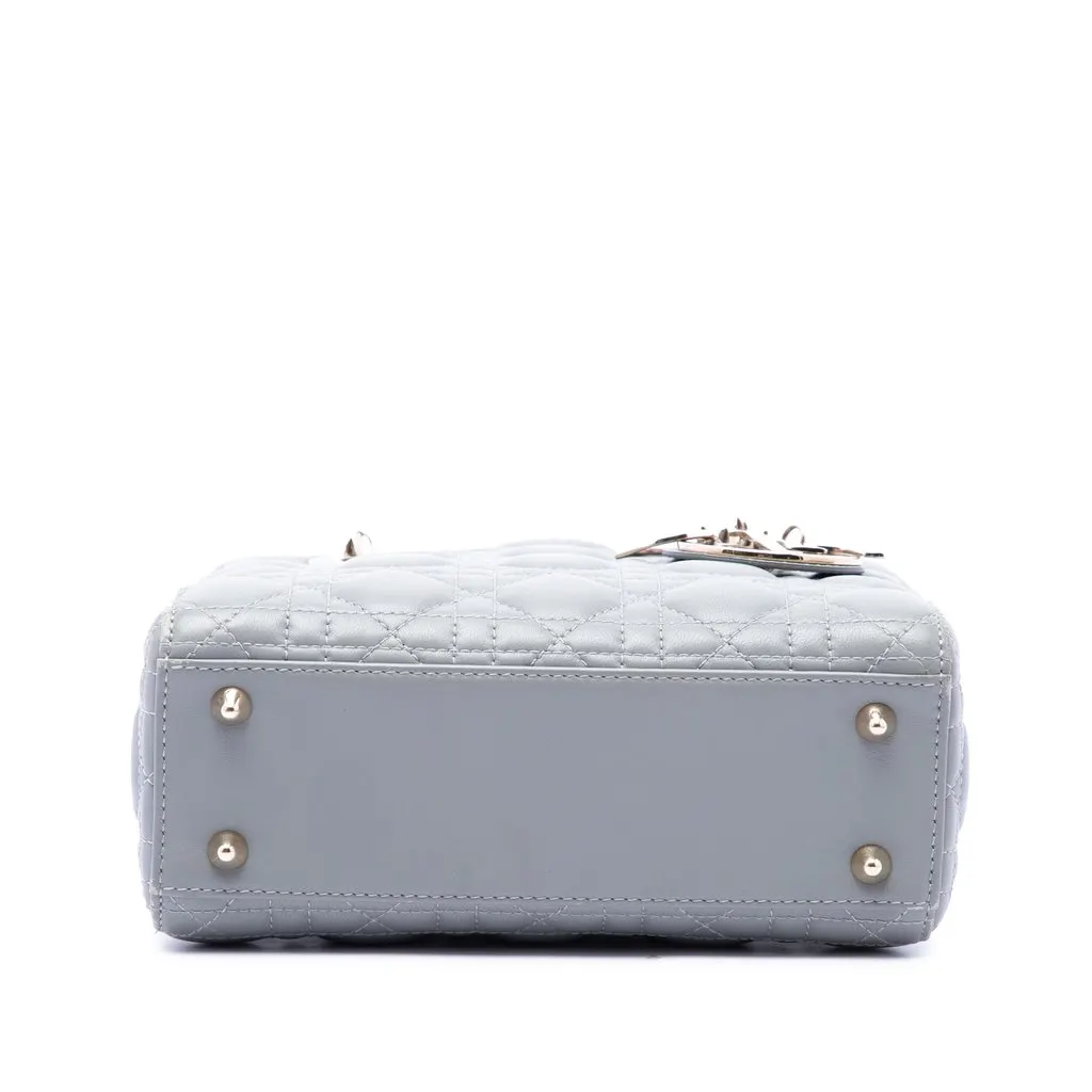 Dior Small Lambskin Cannage My ABCDior Lady Dior Grey Leather Good - Inside View