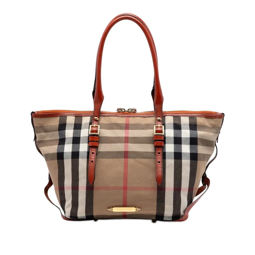 Burberry Small House Check Canvas Bridle Salisbury Tote Brown Very good - Front View