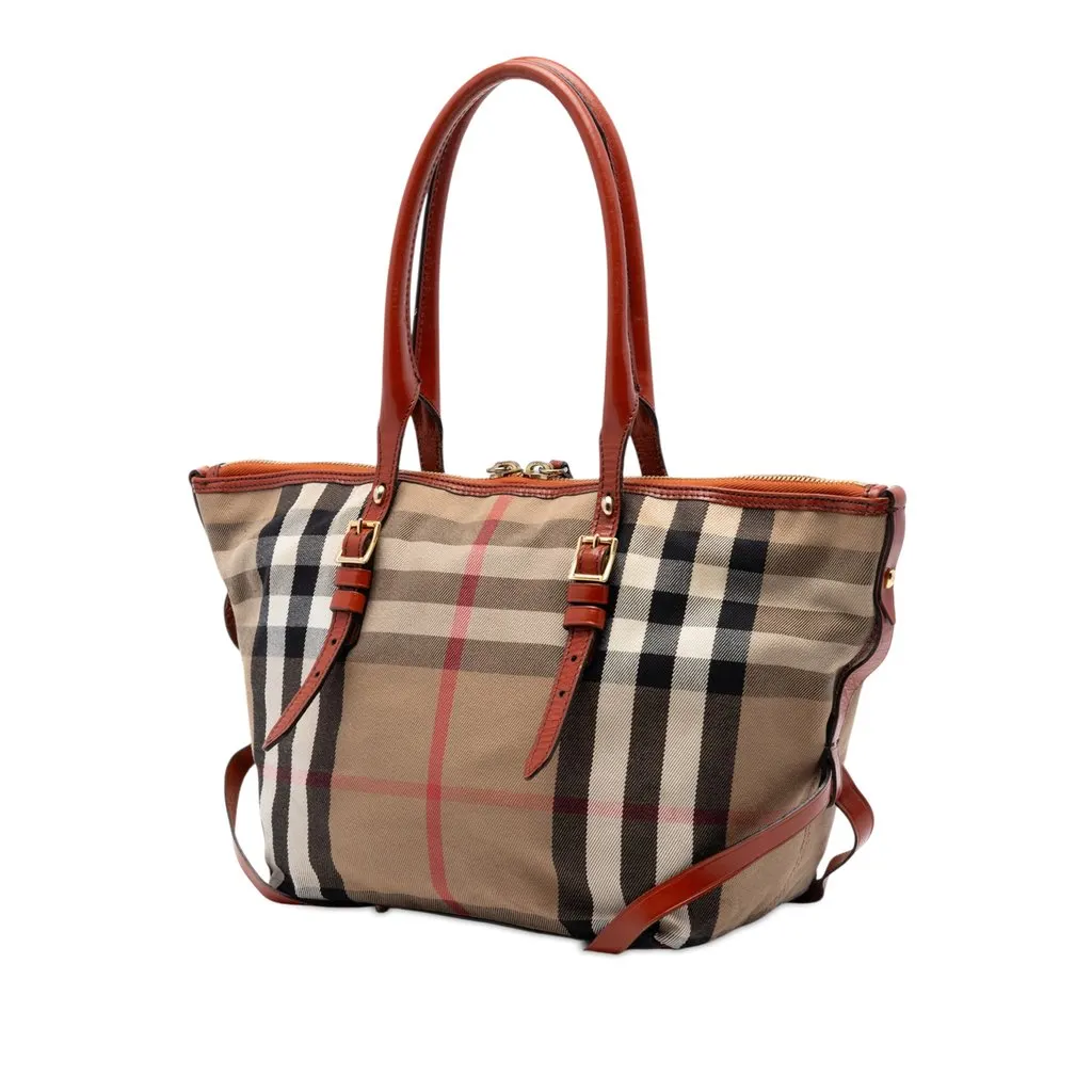 Burberry Small House Check Canvas Bridle Salisbury Tote Brown Very good - Back View