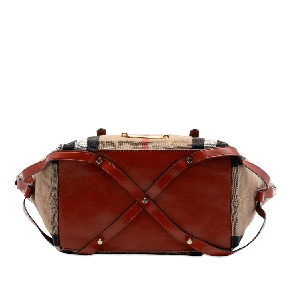 Burberry Small House Check Canvas Bridle Salisbury Tote Brown Very good - Inside View