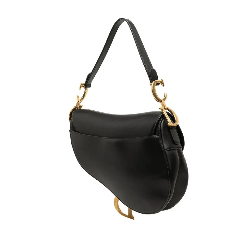 Dior Smooth Calfskin Saddle Bag Black Leather Very good - Back View