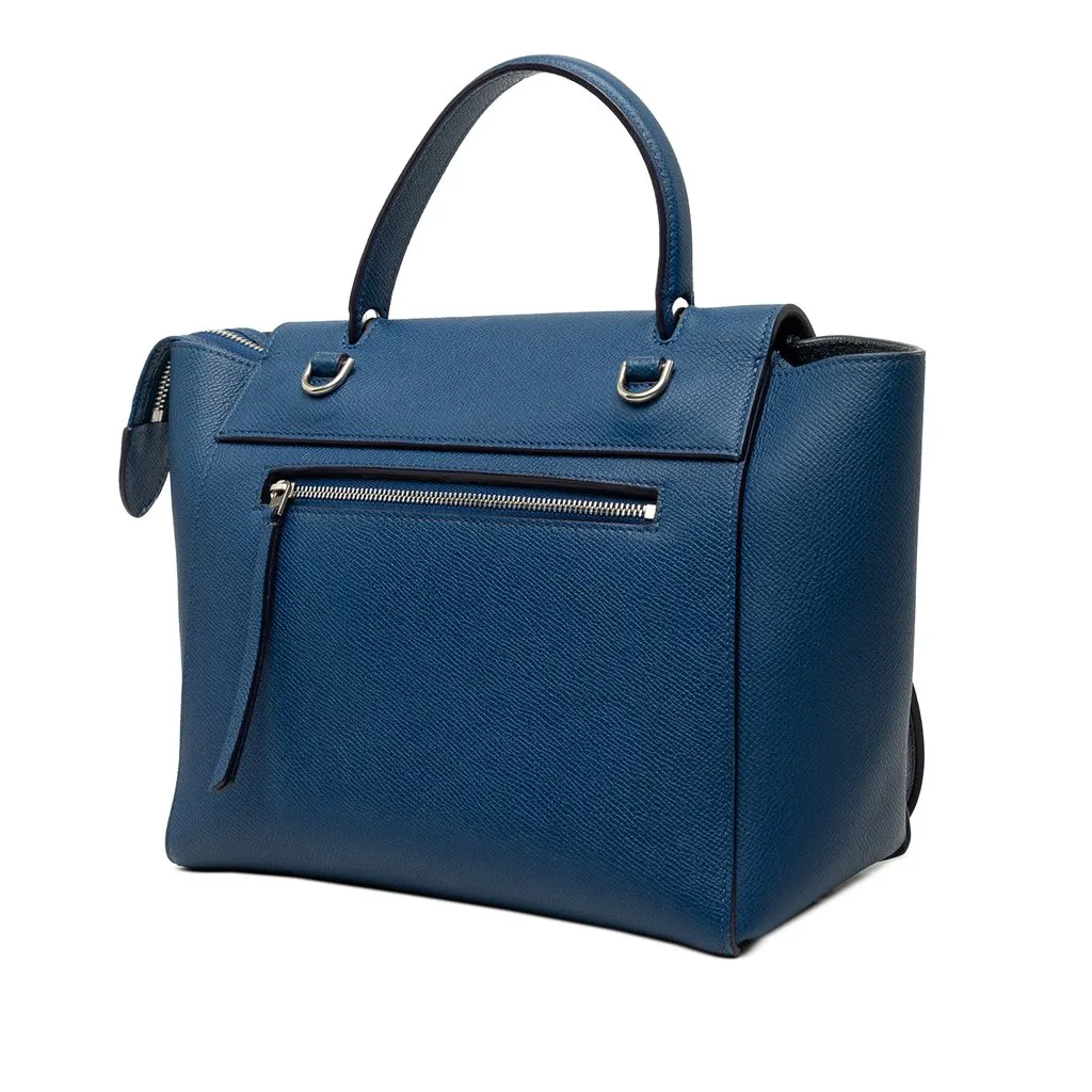 Celine Micro Grained Calfskin Belt Bag Blue Leather Good - Back View