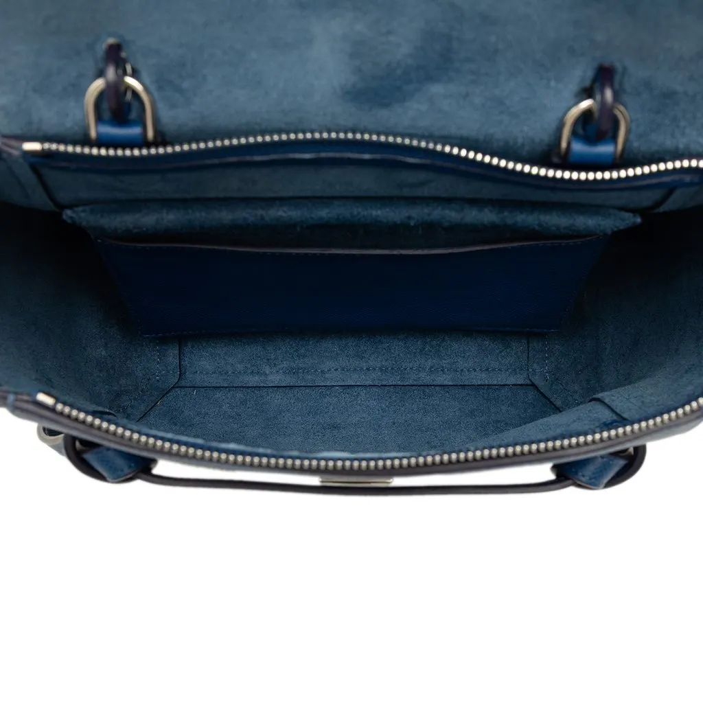 Celine Micro Grained Calfskin Belt Bag Blue Leather Good - Model View