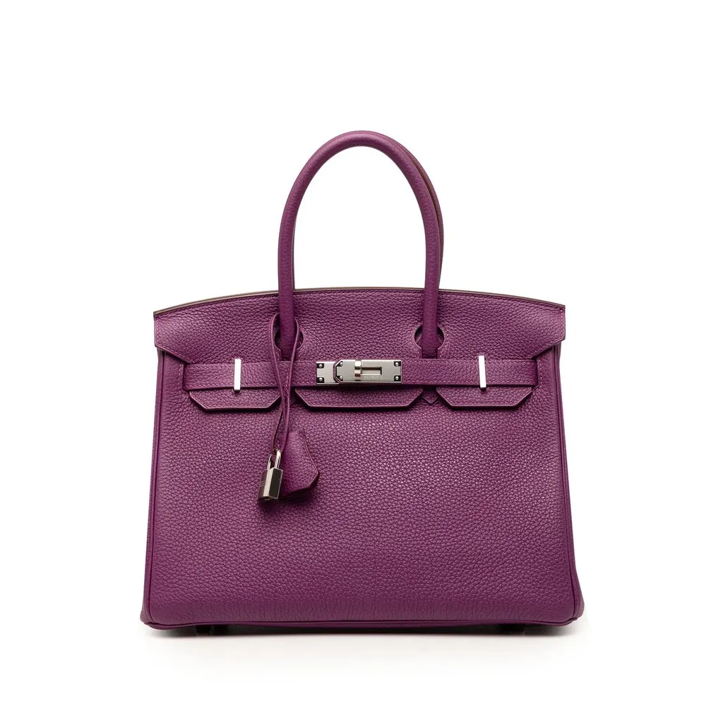 Hermès Togo Birkin Retourne 30 Purple Leather Very good - Front View