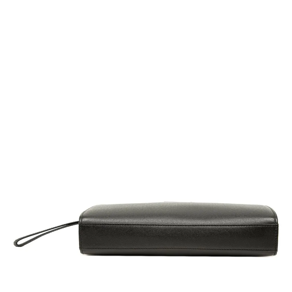 Burberry Check Embossed Leather Trimmed Clutch Black Leather Very good - Inside View