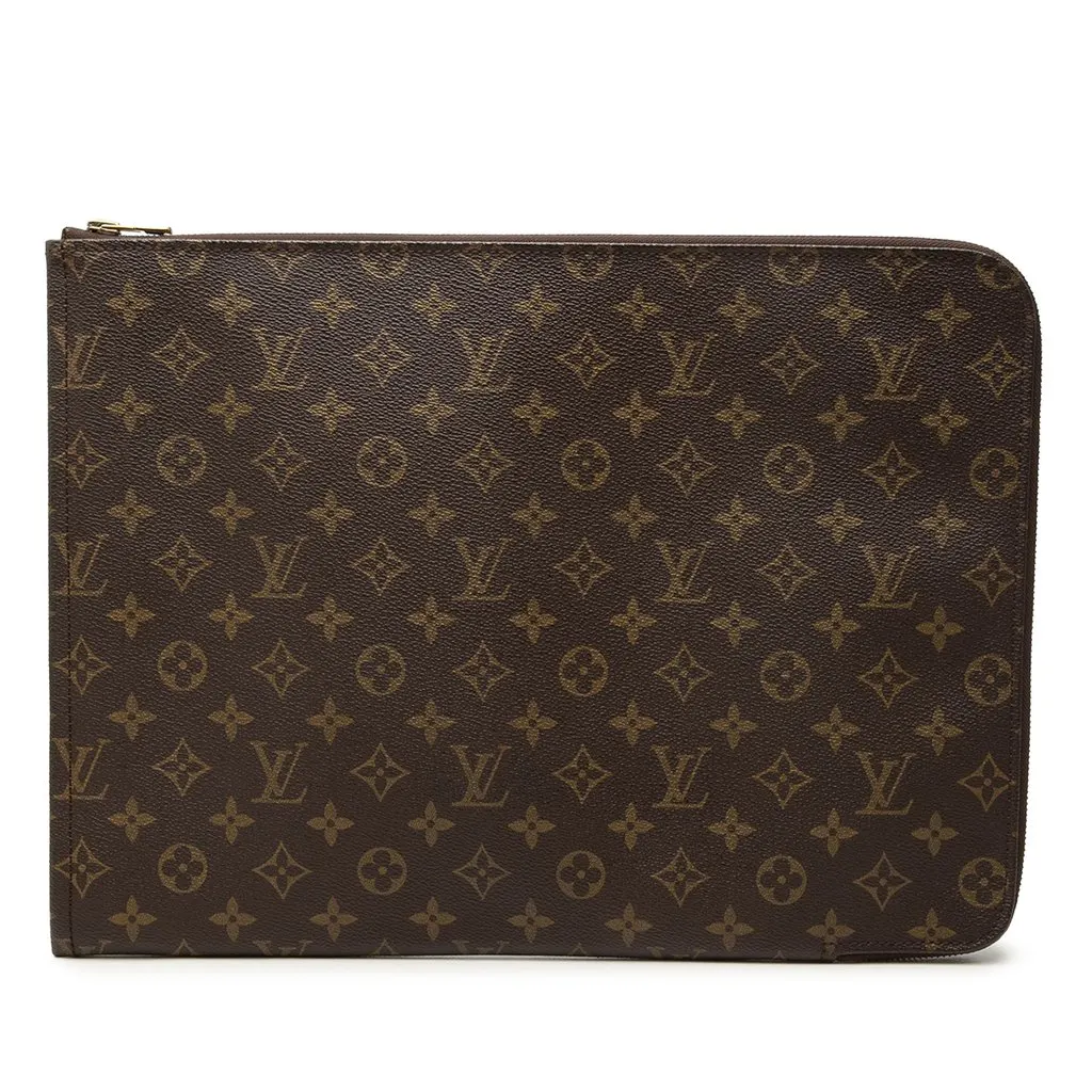 Louis Vuitton Monogram Poche Documents Portfolio Brown Canvas Good - Front View