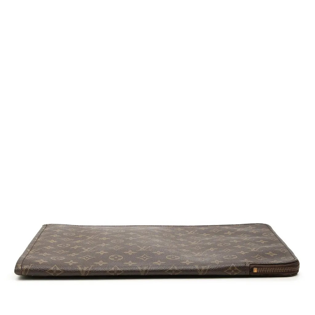 Louis Vuitton Monogram Poche Documents Portfolio Brown Canvas Good - Inside View