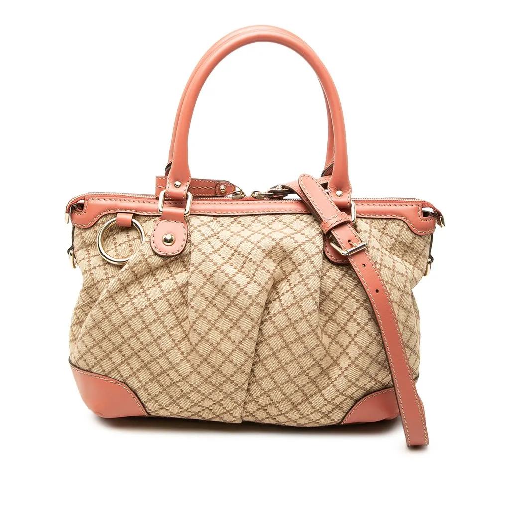 Gucci Diamante Canvas Sukey Satchel Beige Canvas Very good - Front View