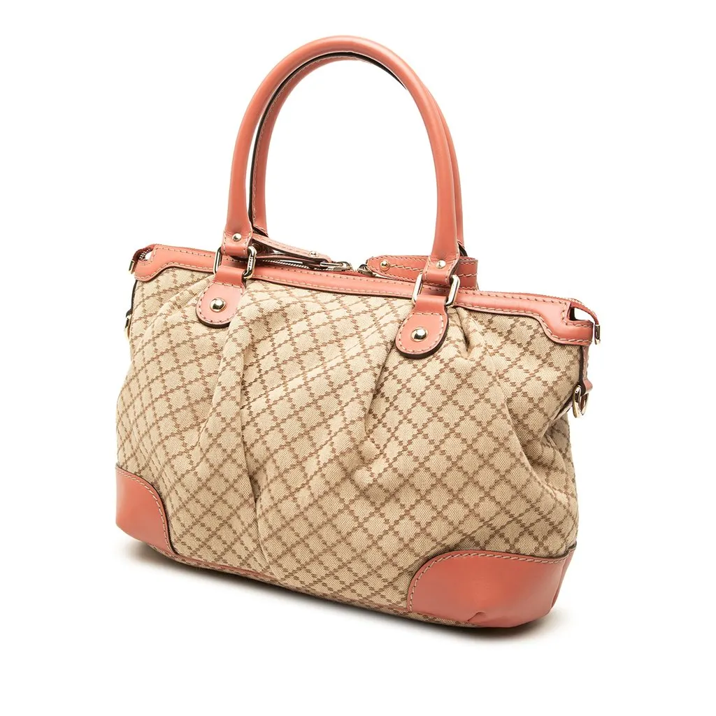 Gucci Diamante Canvas Sukey Satchel Beige Canvas Very good - Back View
