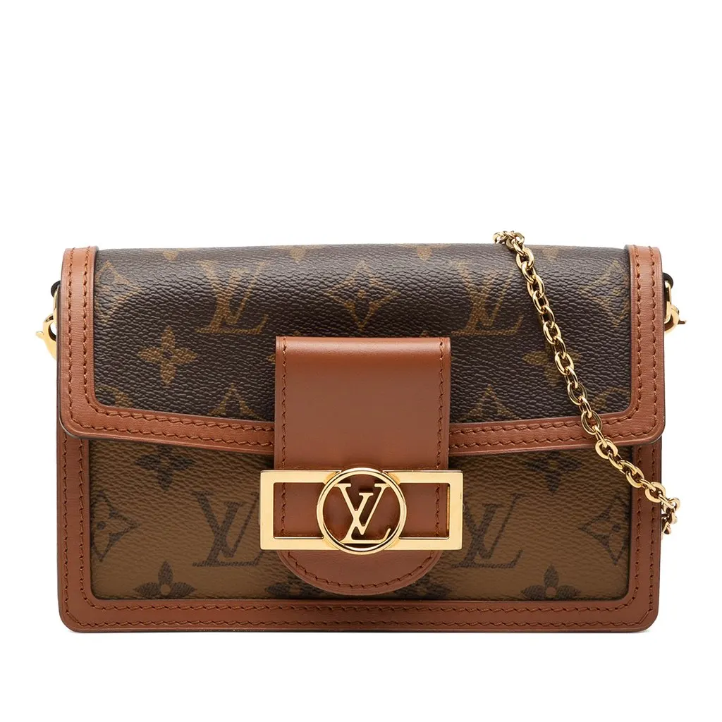 Louis Vuitton Monogram Reverse Dauphine Wallet on Chain Brown Very good - Front View