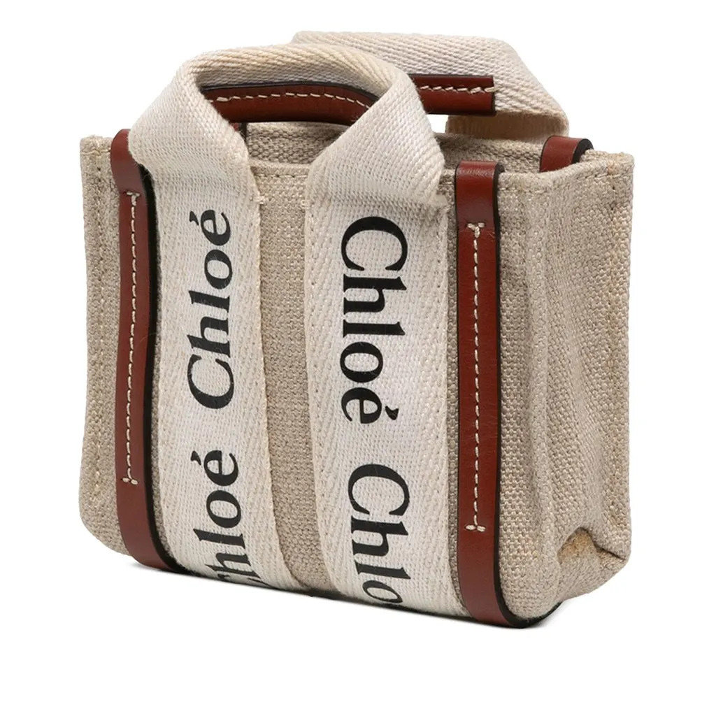 Chloé Nano Canvas Woody Satchel Beige Canvas Very good - Back View