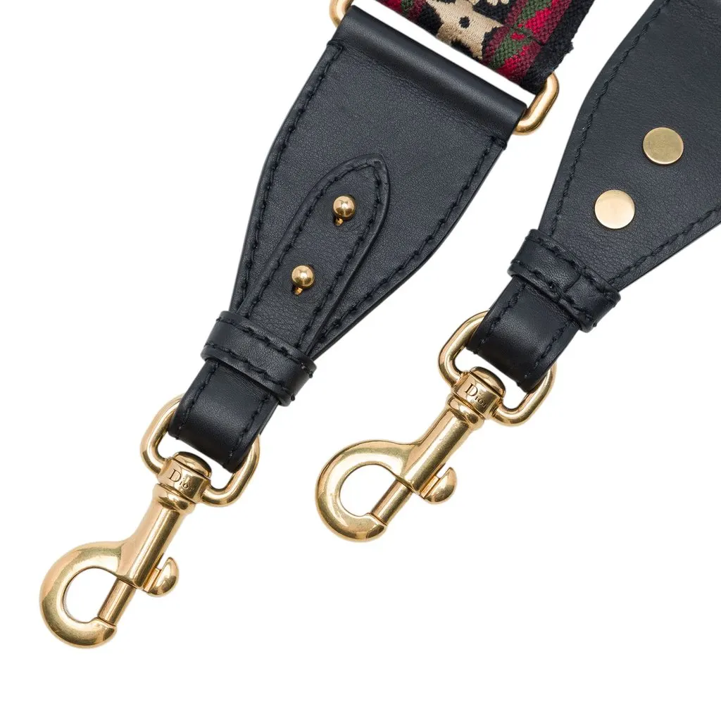 Dior Studded Embroidered Canvas Bag Strap Red Very good - Inside View