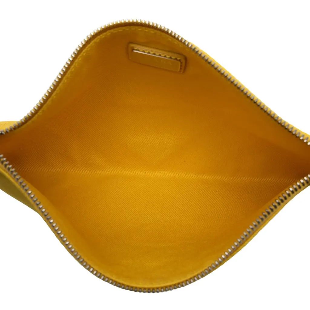 Prada Embossed Logo Canvas Wristlet Clutch Yellow Very good - Model View