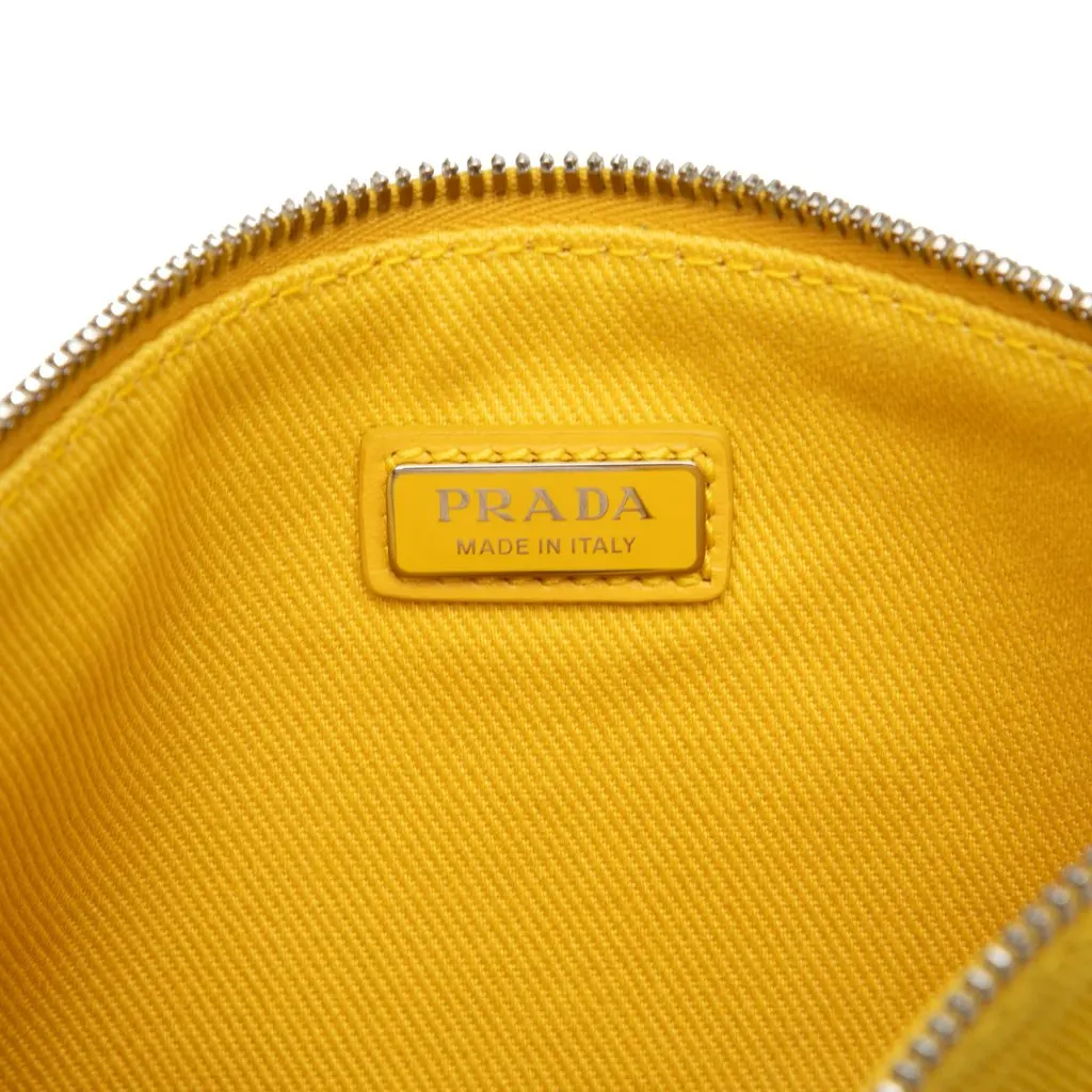 Prada Embossed Logo Canvas Wristlet Clutch Yellow Very good - Box View