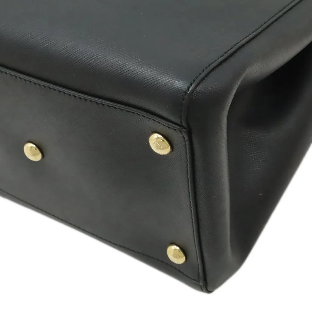 Ferragamo Leather Vara Bow Satchel Black Leather Very good - Box View