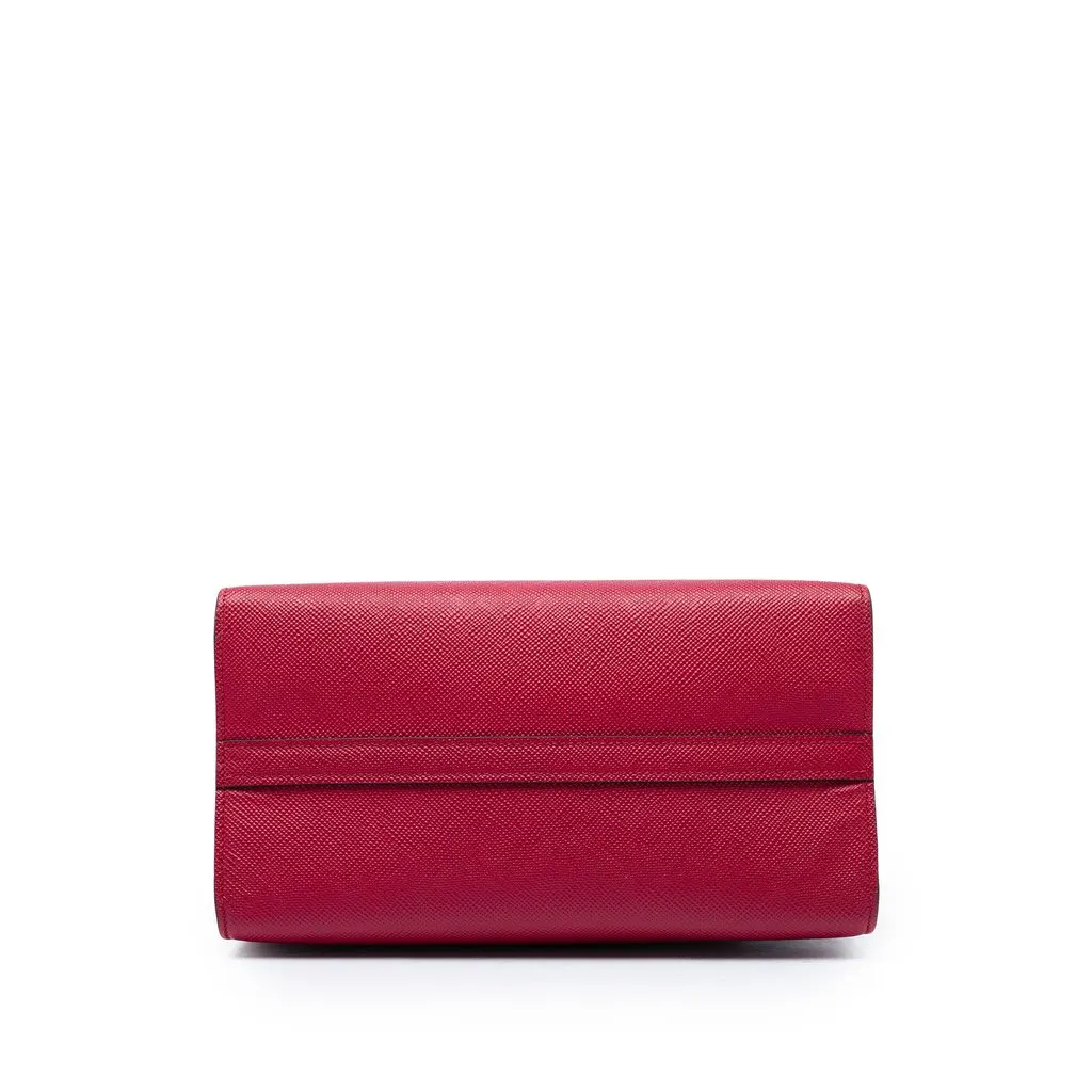 Prada Small Saffiano Cuir Monochrome Top Handle Tote Red Leather Very good - Inside View