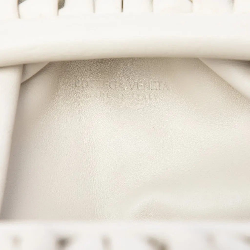 Bottega Veneta Lambskin The Mini Pouch Crossbody White Leather Very good - Box View