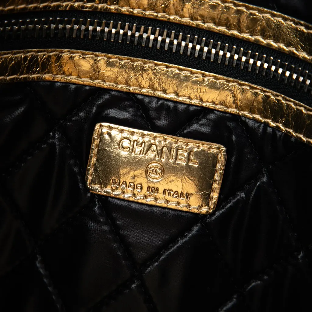 Chanel Metallic Lambskin Je Ne Suis Pas En Solde Clutch Gold Leather Very good - Box View