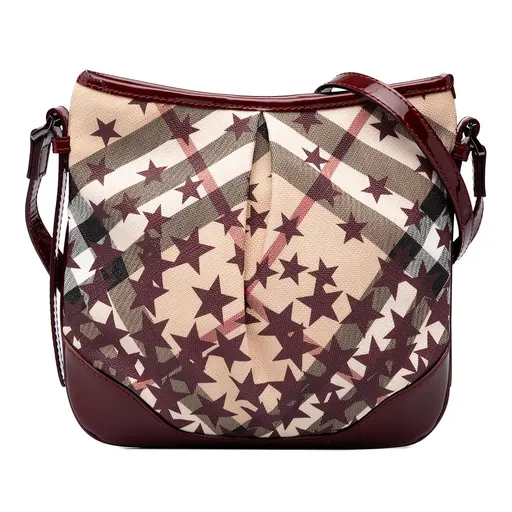 Burberry صغيرة جلد لامع Trimmed Supernova Check Coated قماش Star Julia حقيبة كروس