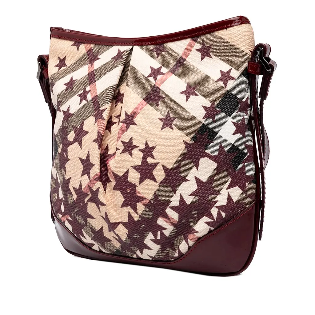 Burberry Small Patent Trimmed Supernova Check Coated Canvas Star Julia Crossbody Beige Canvas Good - Back View