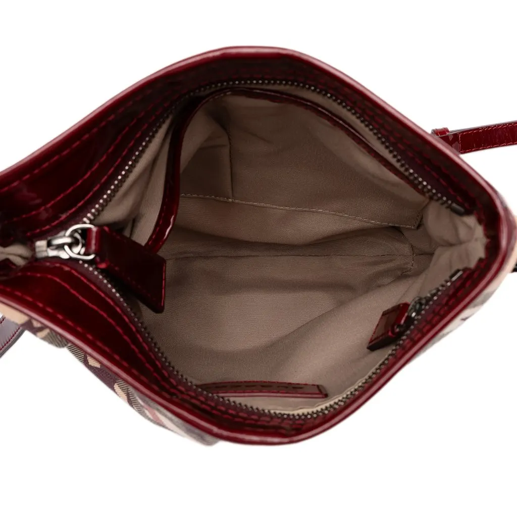 Burberry Small Patent Trimmed Supernova Check Coated Canvas Star Julia Crossbody Beige Canvas Good - Model View