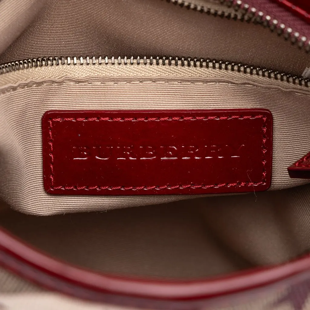 Burberry Small Patent Trimmed Supernova Check Coated Canvas Star Julia Crossbody Beige Canvas Good - Box View