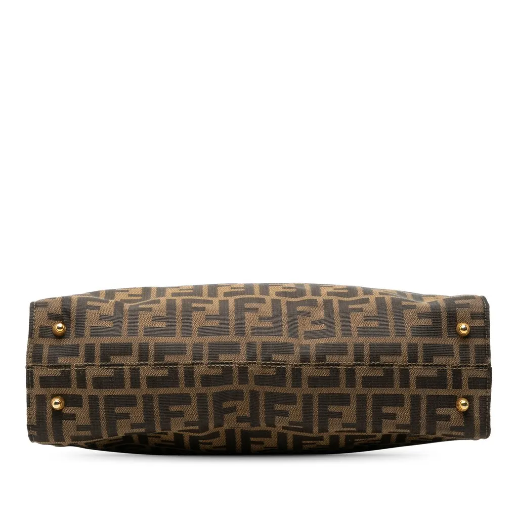 Fendi Zucca Canvas Twins Tote Brown Canvas Good - Inside View