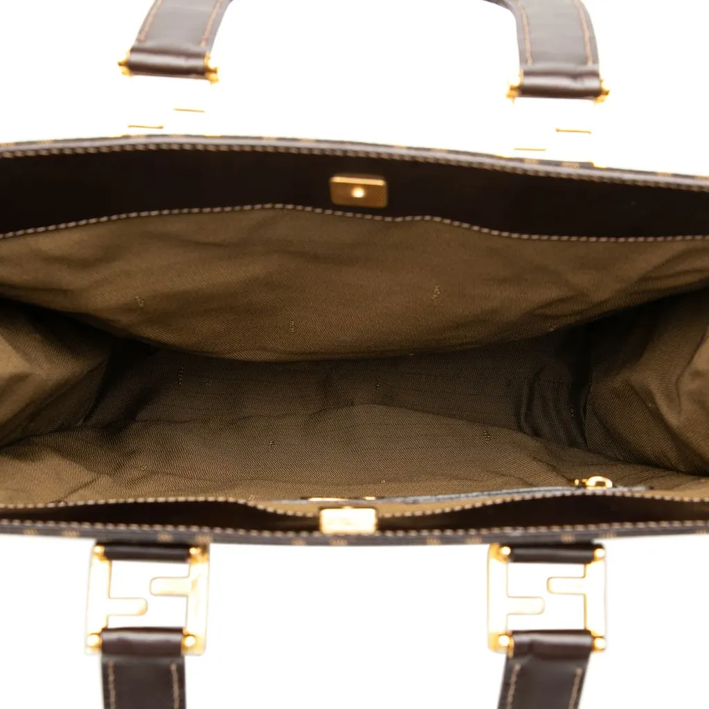 Fendi Zucca Canvas Twins Tote Brown Canvas Good - Model View