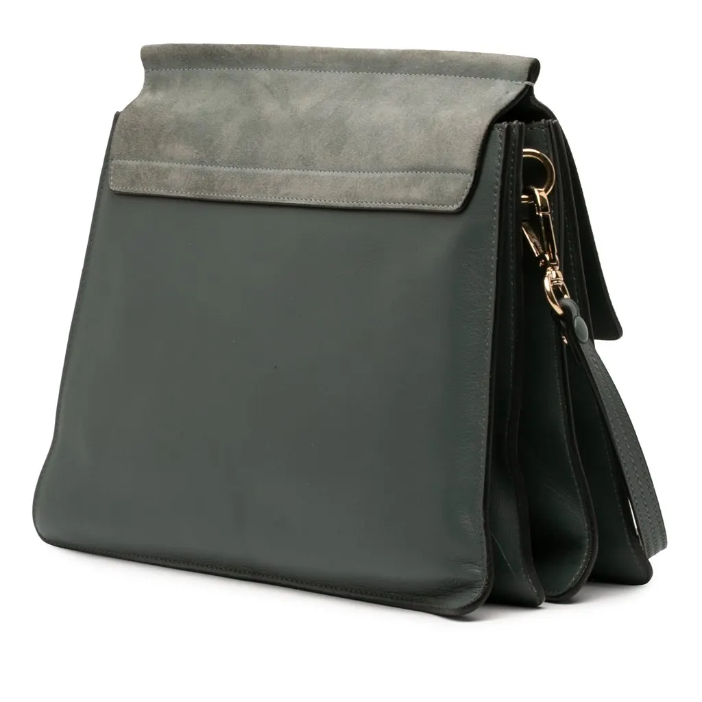 Chloé Medium Calfskin and Suede Faye Crossbody Blue Leather Very good - Back View